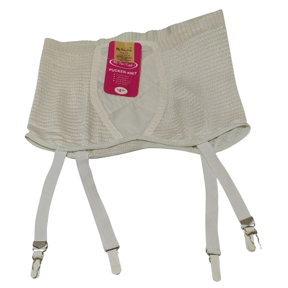1960s My Fair Lady Pucker Knit Panty Girdle Stocking Fastener Size Large